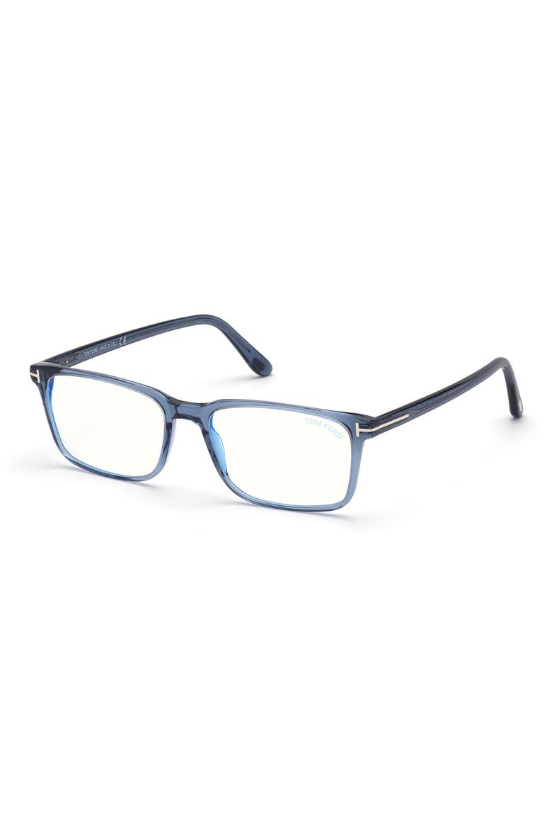 56mm Rectangular Blue Light Blocking Optical Glasses, Alternate, color, BLUE PALLADIUM / T LOGO