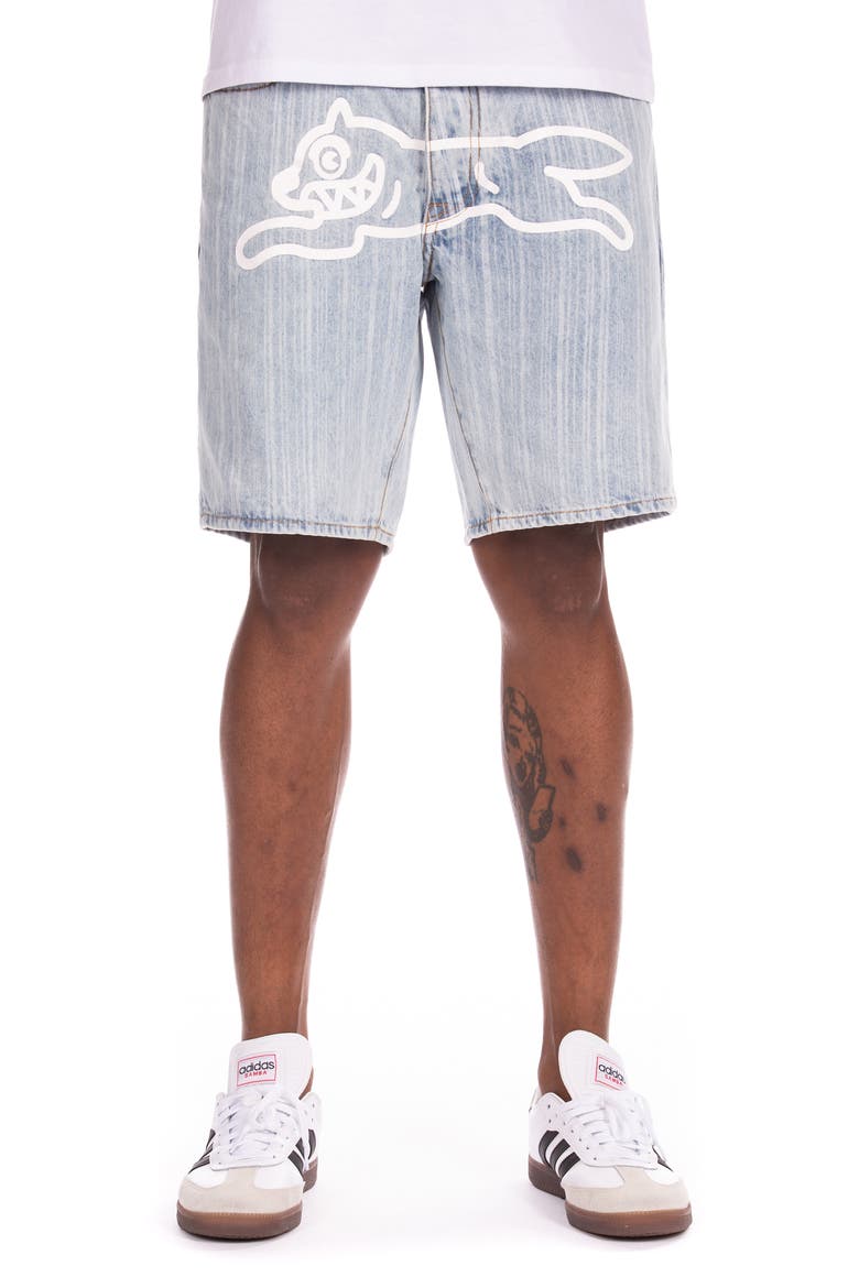 A La Mode Denim Shorts, Main, color, BLUE STRIPE