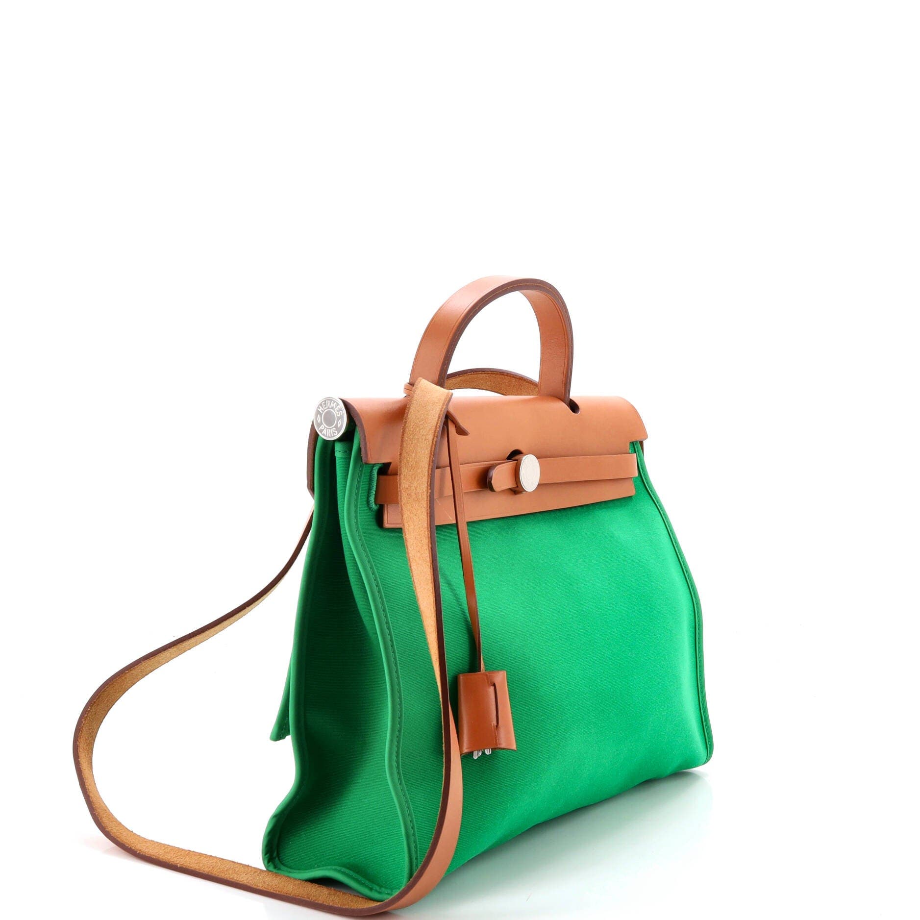 Herbag Zip Leather and Toile 31, Alternate, color, Green