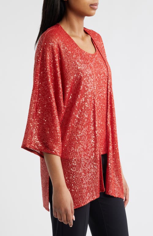 ANNE KLEIN ANNE KLEIN SEQUIN DRAPED OPEN FRONT CARDIGAN 