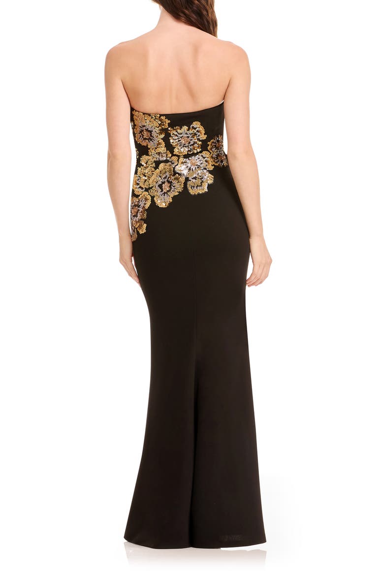 Tiana Placed Beaded Floral Strapless Mermaid Gown, Alternate, color, GOLD MULTI