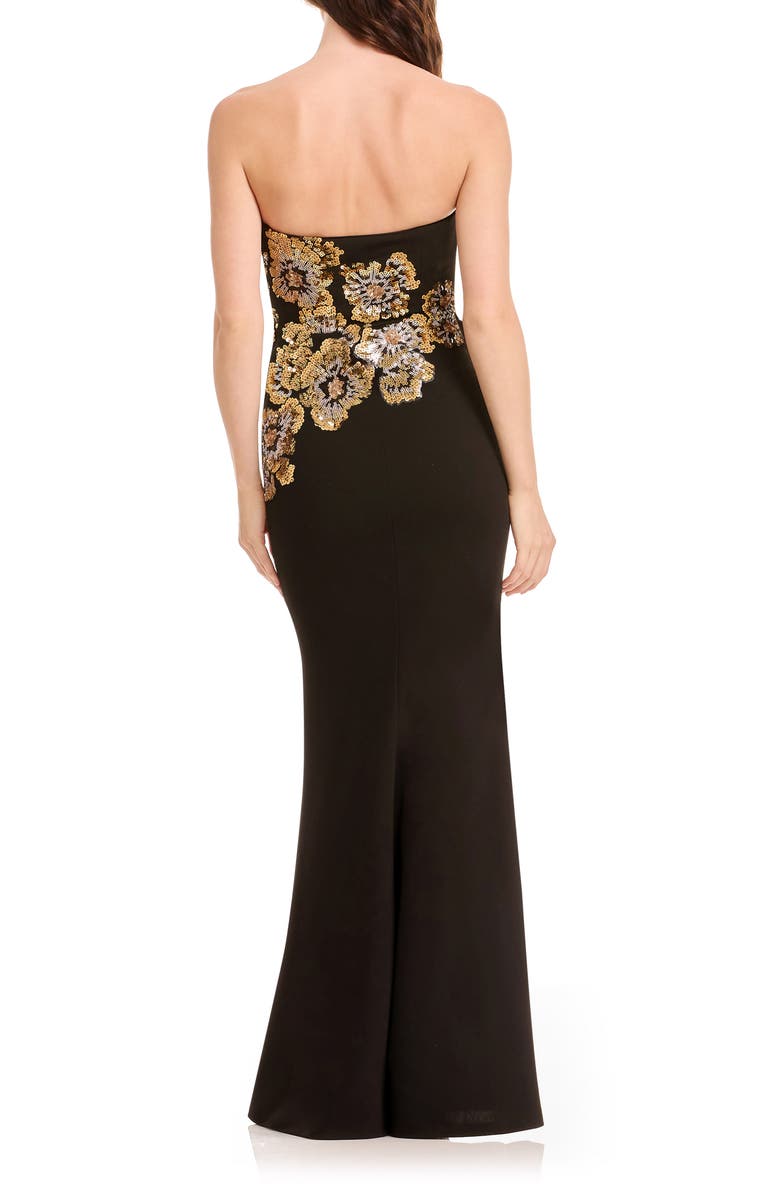 Dress the Population Tiana Placed Beaded Floral Strapless Mermaid Gown, Alternate, color, Gold Multi