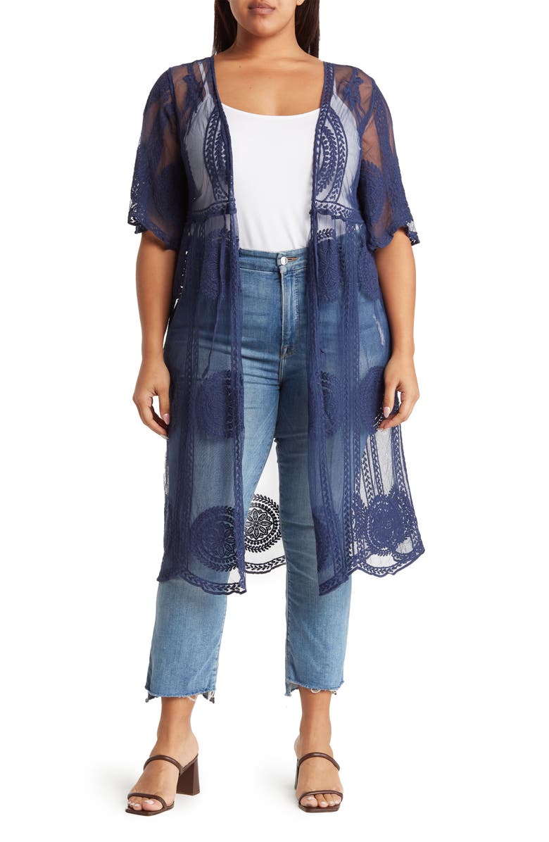 Forgotten Grace Embroidered Mesh Duster, Main, color,