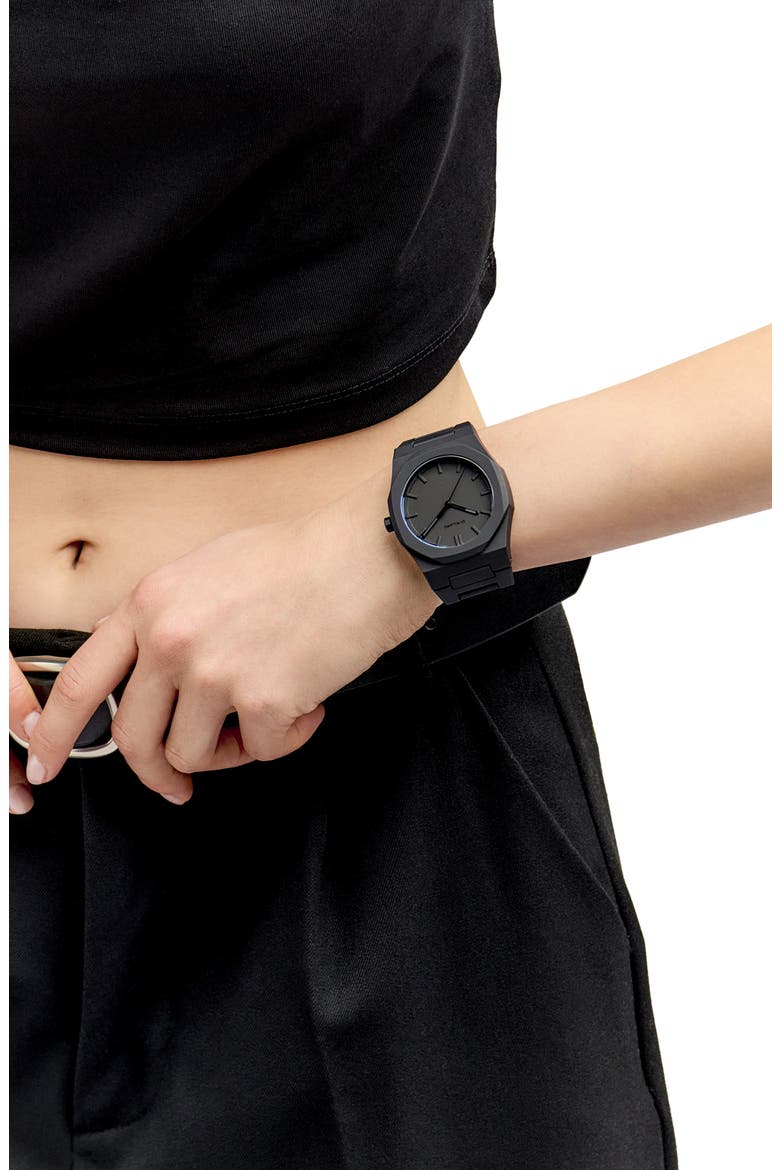 Shadow Polycarbon Bracelet Watch, 40.5mm, Alternate, color, BLACK
