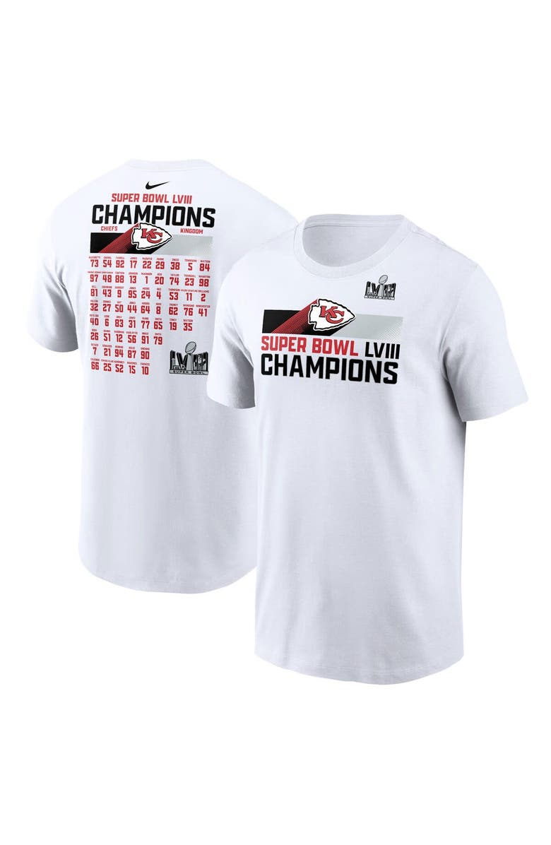 Nike Men's Nike White Kansas City Chiefs Super Bowl LVIII Champions Roster T-Shirt, Alternate, color, 