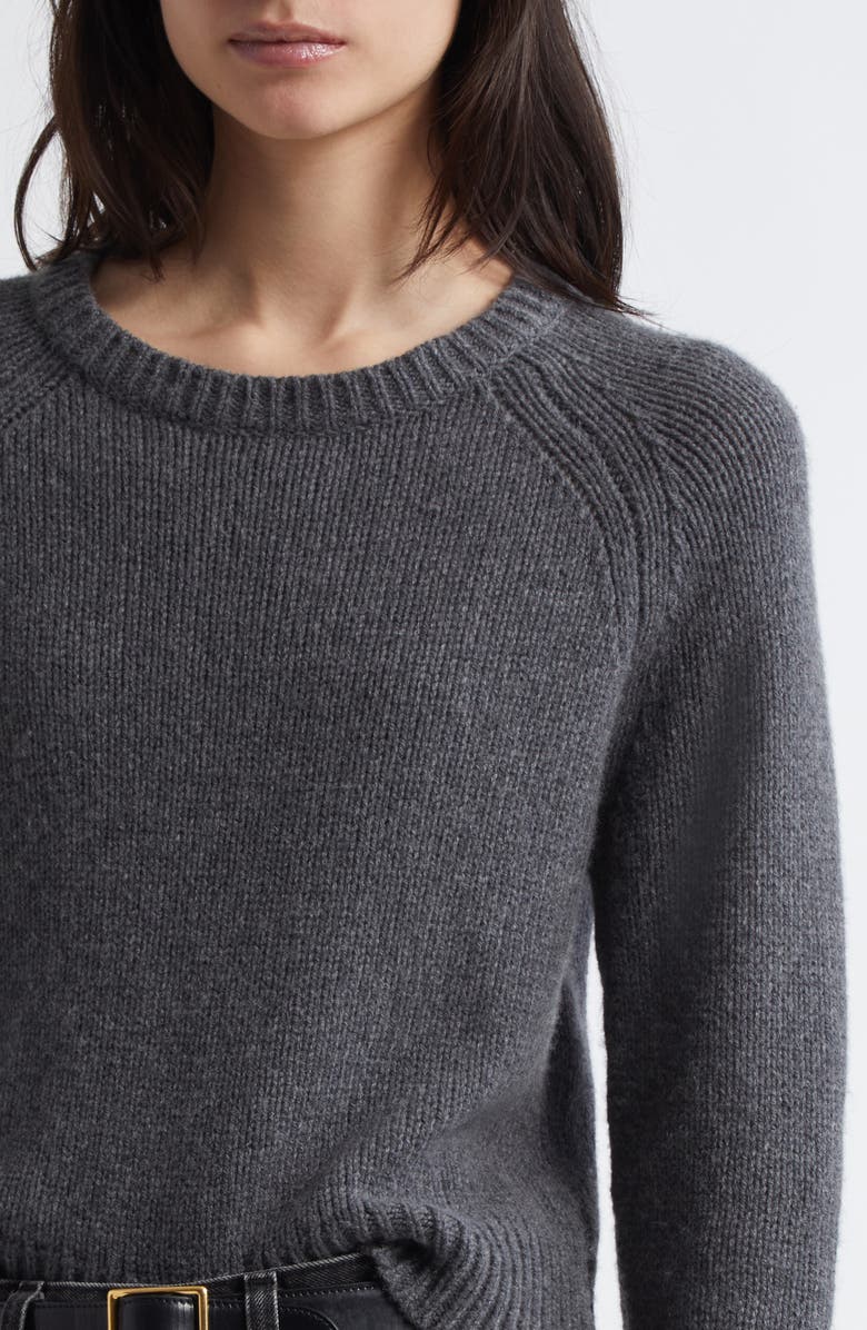 Nili Lotan Laurel Crewneck Cashmere & Virgin Wool Sweater, Alternate, color, Dark Charcoal
