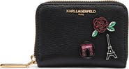 KARL LAGERFELD PARIS Maybelle Rhinestones+Patches Small Zip Around Wallet