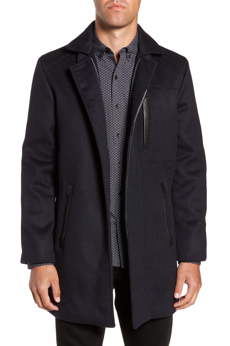 Kilo Slim Fit Wool Blend Coat, Main, color, NAVY