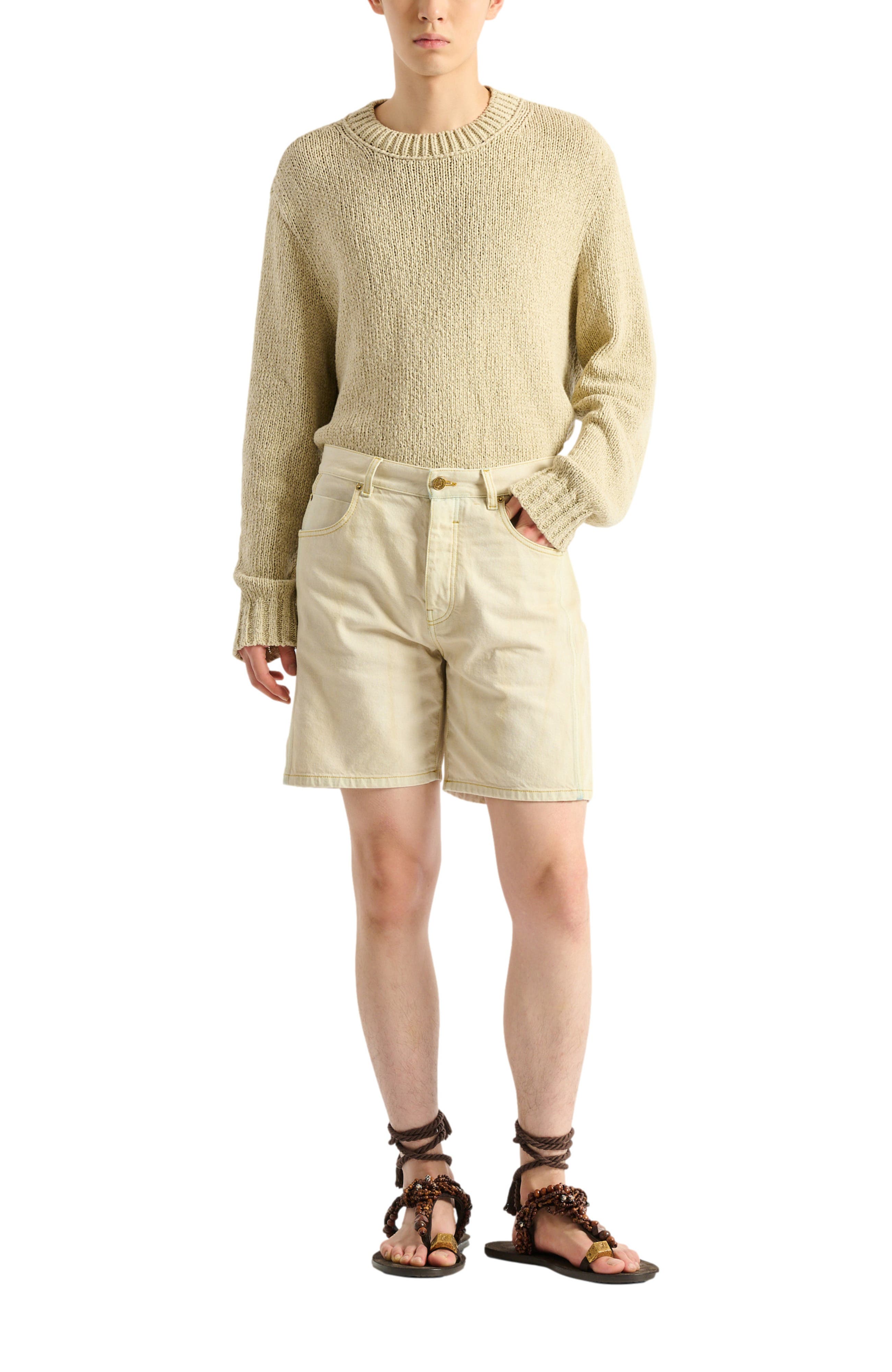 Faded denim Bermuda shorts