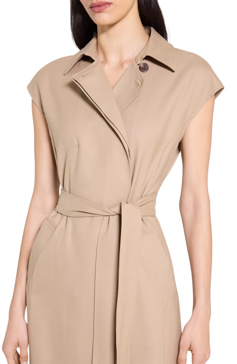 Theory Dolman Sleeve Trench Coat Midi Dress, Alternate, color, New Camel