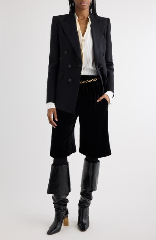 Chloé Double Breasted Virgin Wool Grain De Poudre Blazer In Black
