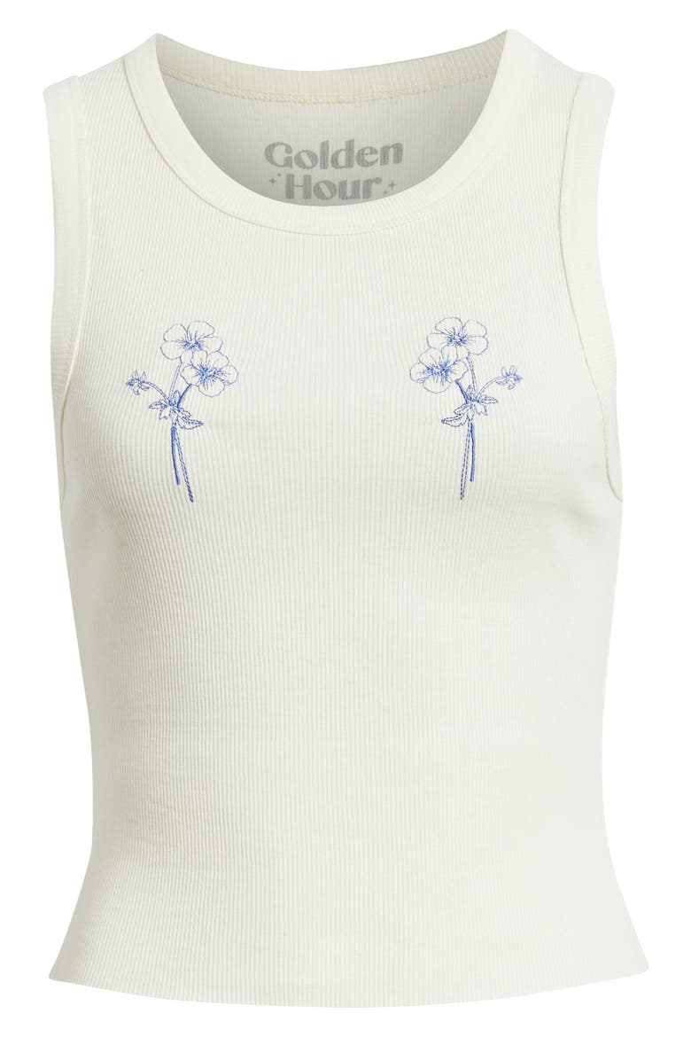 Flower Duo Cotton Graphic Tank, Alternate, color, MARSHMALLOW