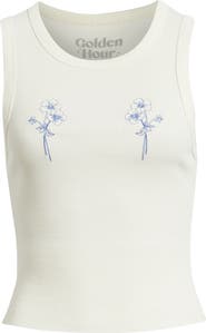 GOLDEN HOUR Flower Duo Cotton Graphic Tank