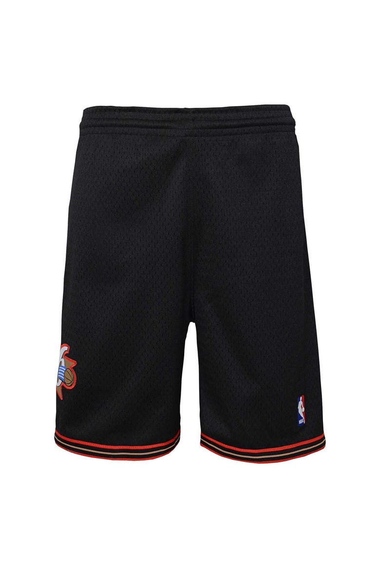 Youth Mitchell & Ness Black Philadelphia 76ers Hardwood Classics Swingman Shorts, Alternate, color, Black