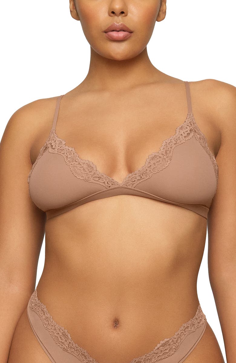 SKIMS Fits Everybody Lace Triangle Bralette, Main, color, Sienna