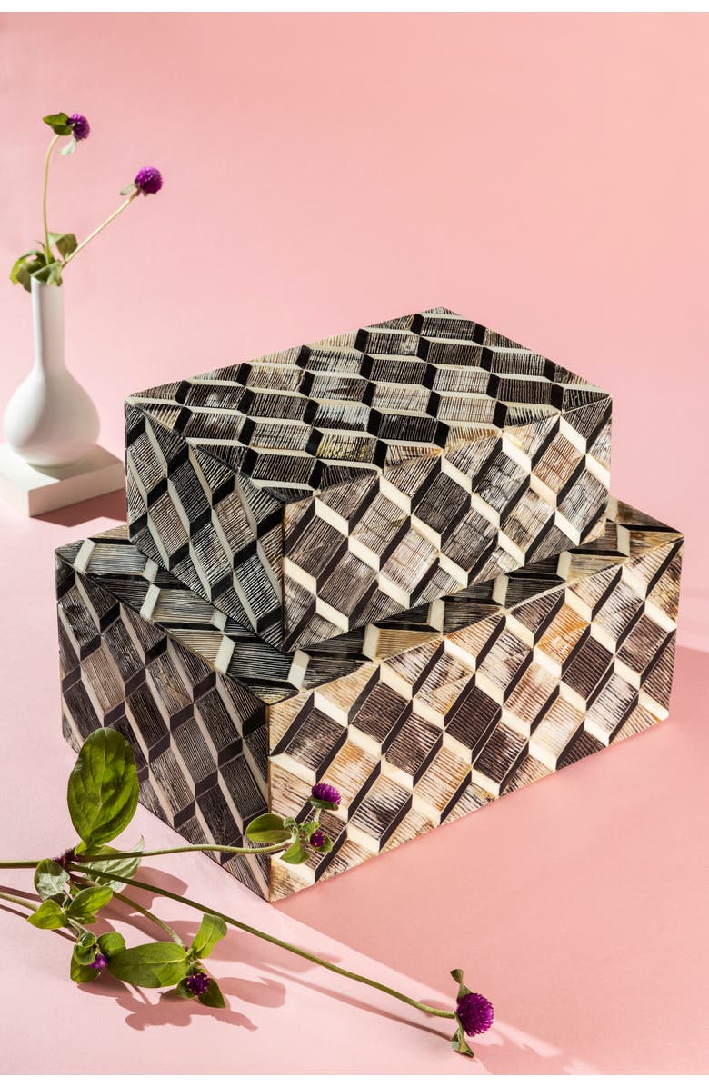 GAURI KOHLI Leela Decorative Boxes, Set of 2, Alternate, color, Brown