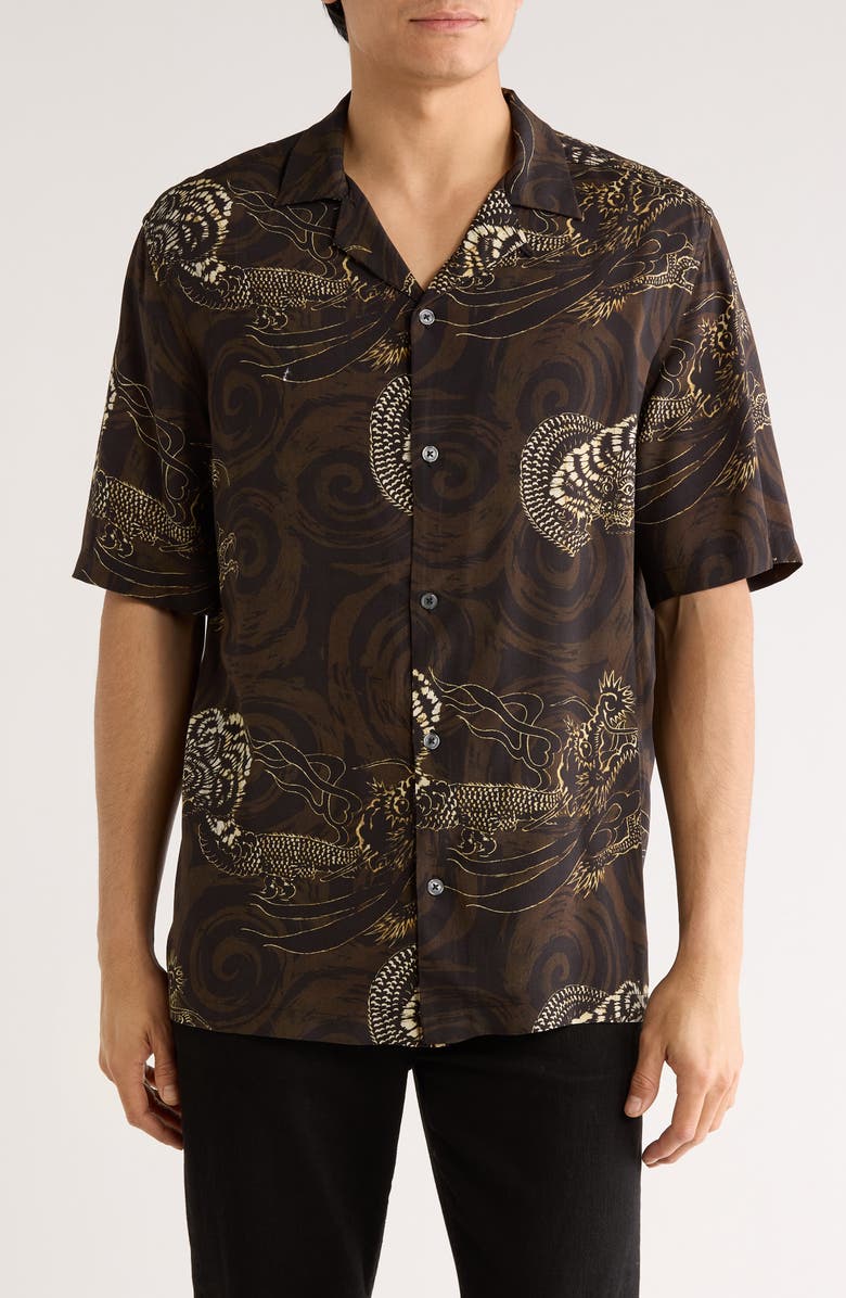 AllSaints Sidewinder Camp Shirt, Main, color, Kelp Green