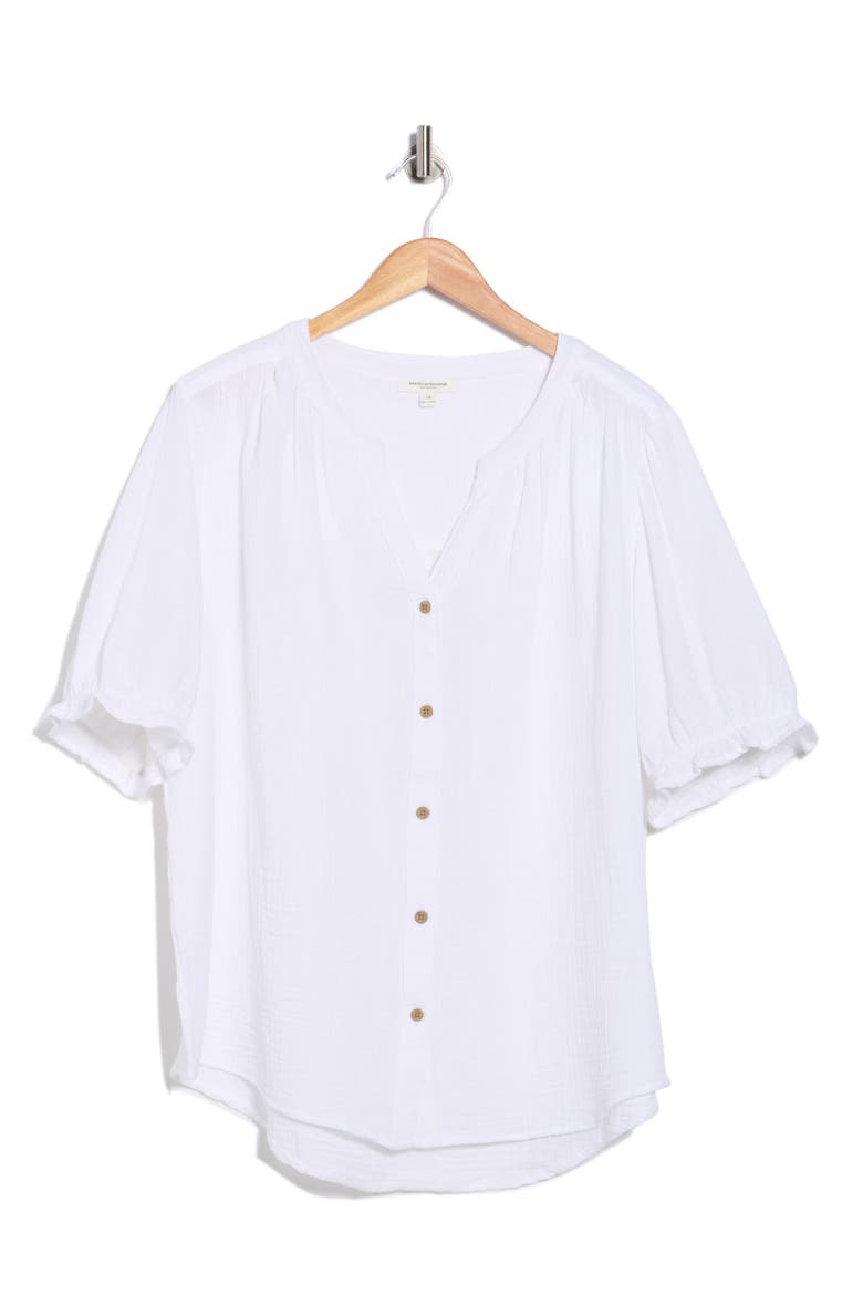 Jemma Cotton Gauze Button-Up Shirt, Alternate, color, WHITE