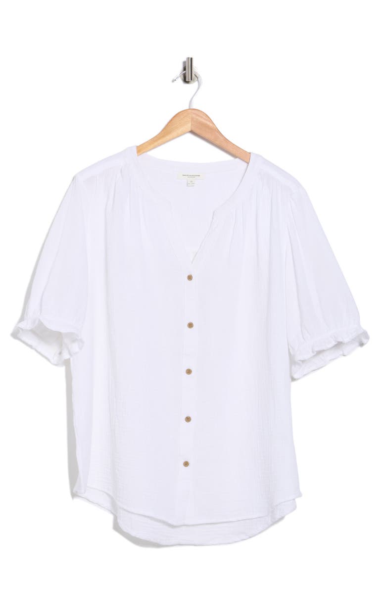 beachlunchlounge Jemma Cotton Gauze Button-Up Shirt, Alternate, color, White