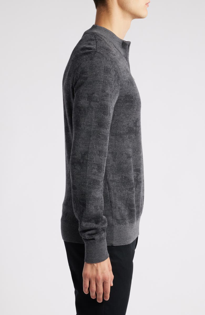 Robert Barakett Dalup Half Zip Mock Neck Wool Sweater, Alternate, color, Charcoal