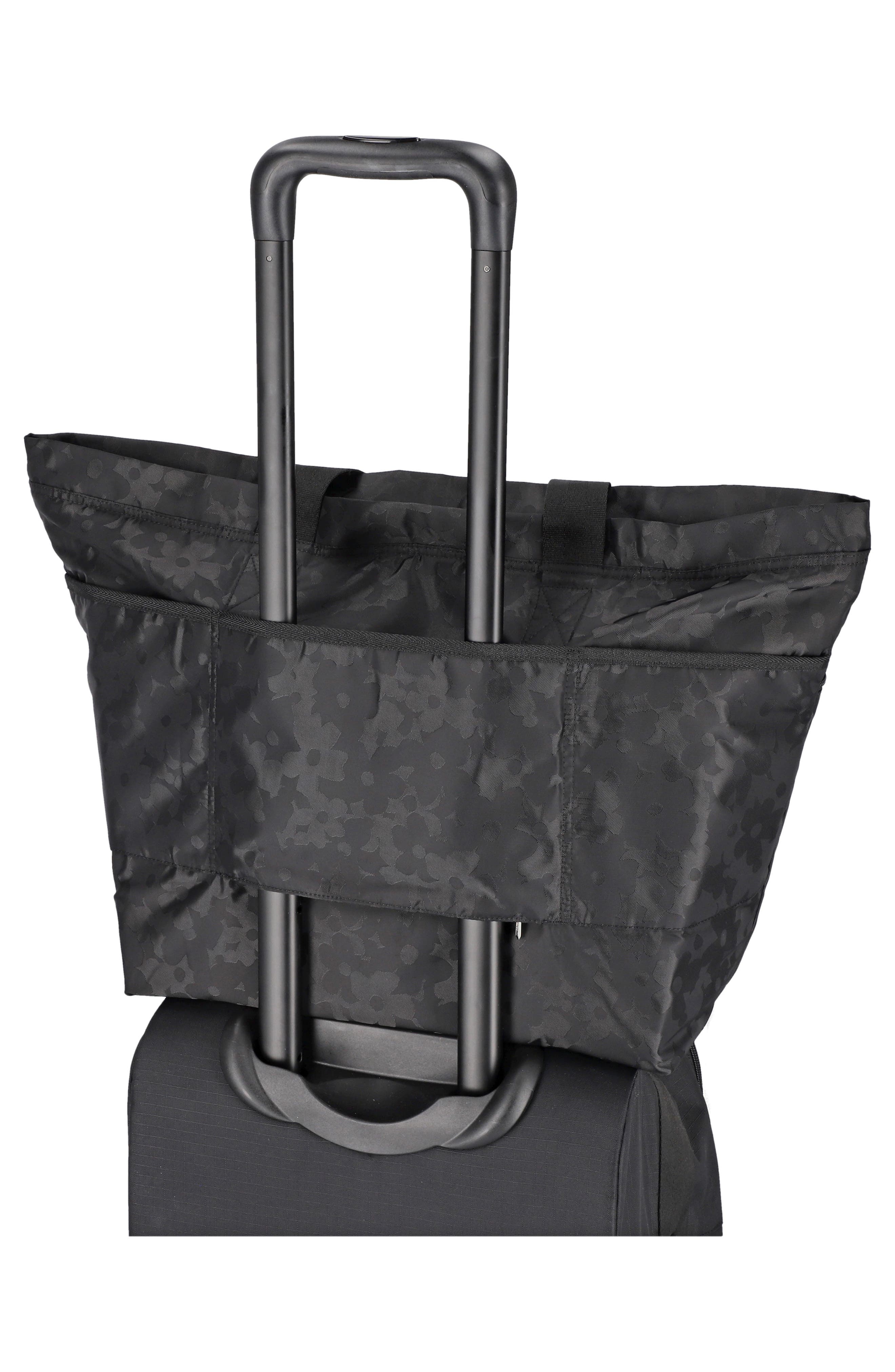 LeSportsac Carlin Zip Top Tote Bag, Alternate, color, Black Floral Jacquard