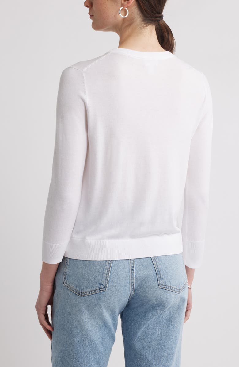 Caslon<sup>®</sup> Crewneck Cardigan, Alternate, color, White