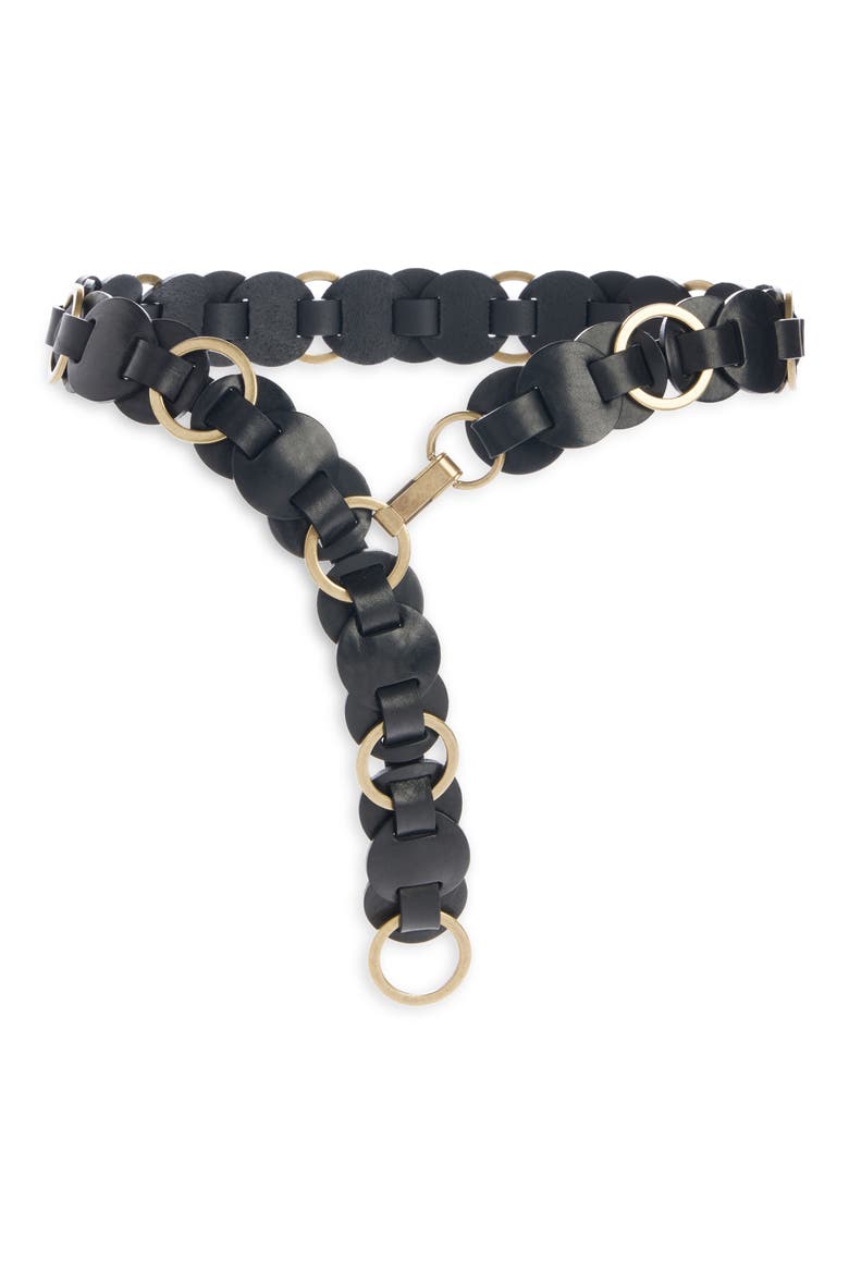 Lota Disc Leather Belt, Main, color, BLACK