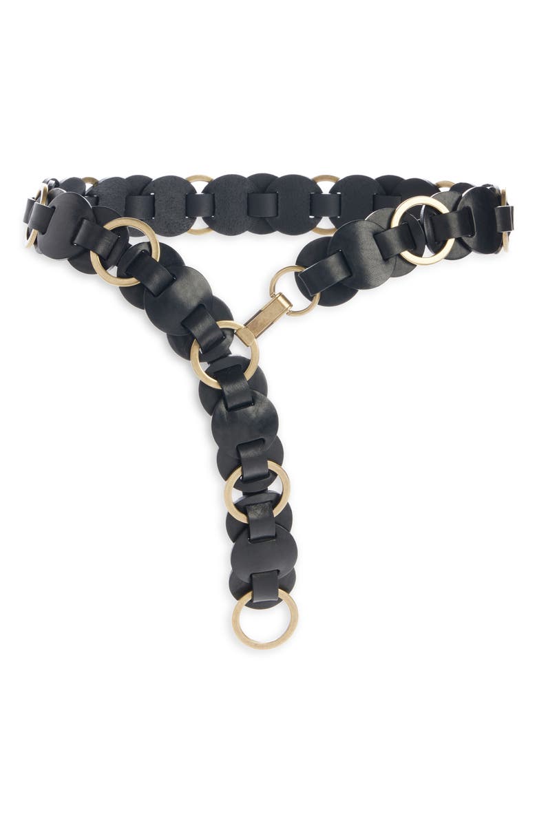 Isabel Marant Lota Disc Leather Belt, Main, color, Black