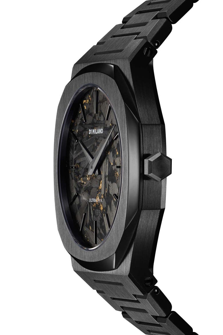 Black DLC Ultra Thin Bracelet Watch, 40mm, Alternate, color, BLACK