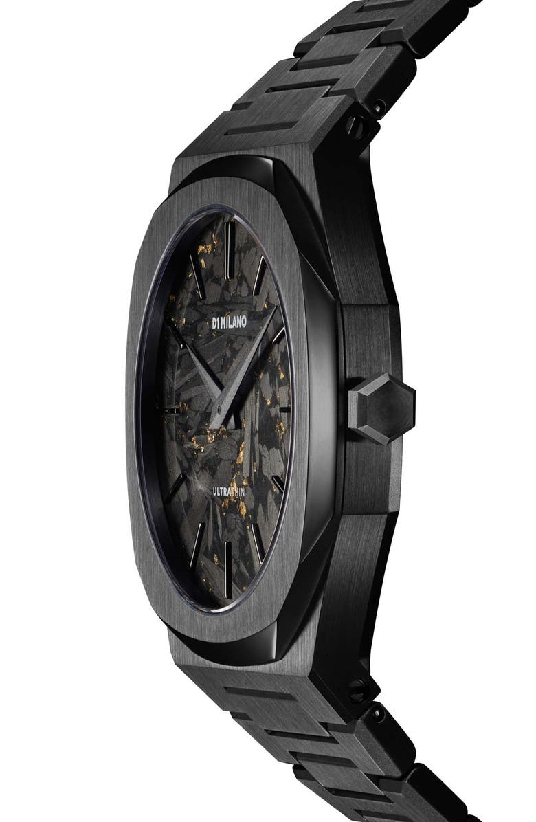 D1 Milano Black DLC Ultra Thin Bracelet Watch, 40mm, Alternate, color, Black