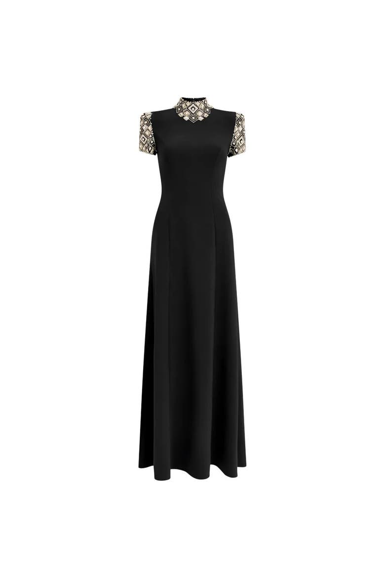 Pricile Embellished Maxi Dress, Main, color, Liquorice