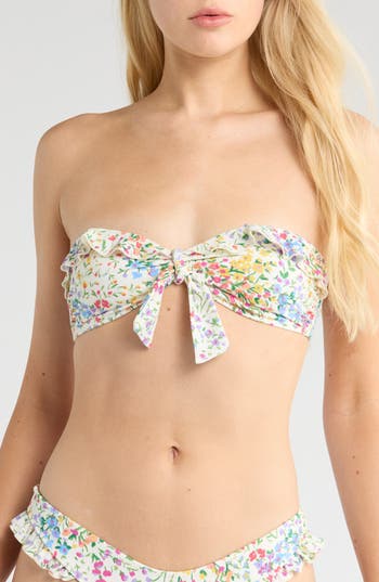 Pacsun Ruffle Bandeau Bikini Top In Multi