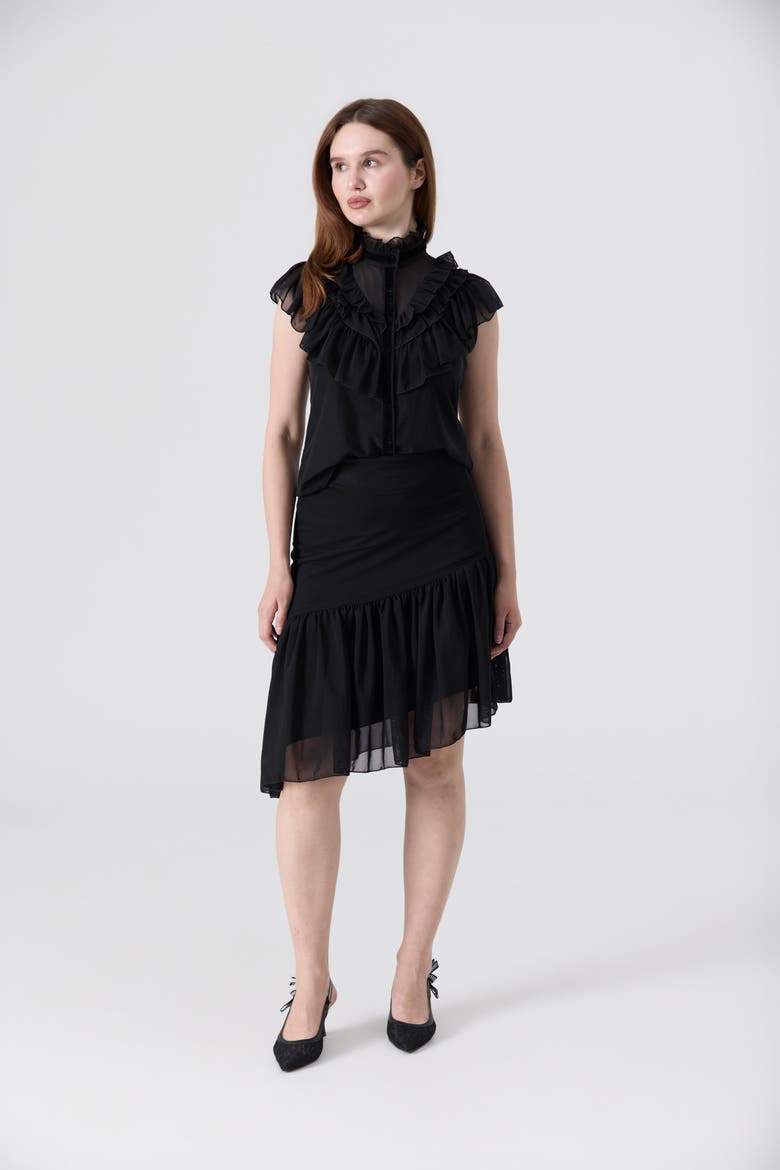 Ruffles Top & High-Low Skirt Set, Alternate, color, Black