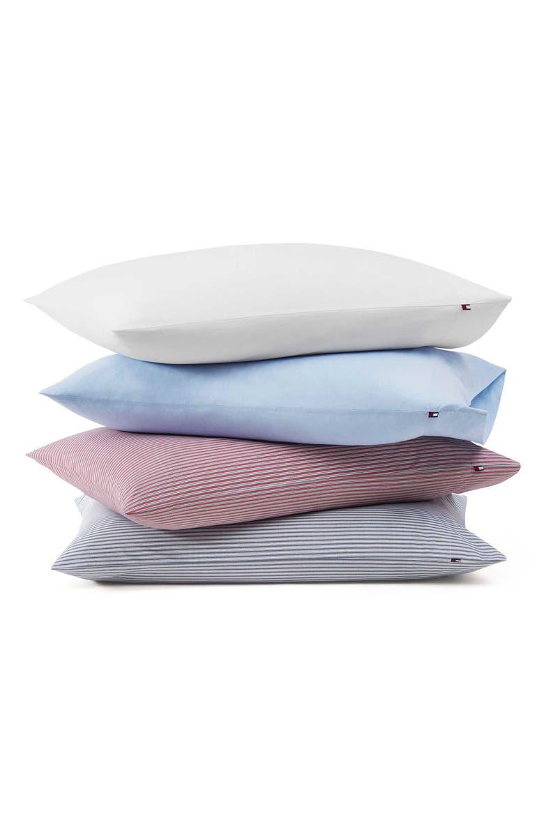 Tommy Hilfiger Highland Ticking Stripe Cotton Fitted Sheet, Alternate, color, White/ Navy Blue