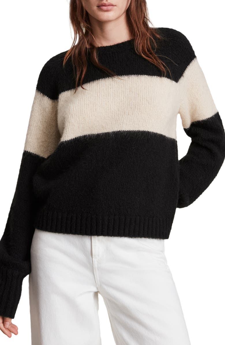 AllSaints Lou Uno Colorblock Stripe Crewneck Pullover, Main, color, 