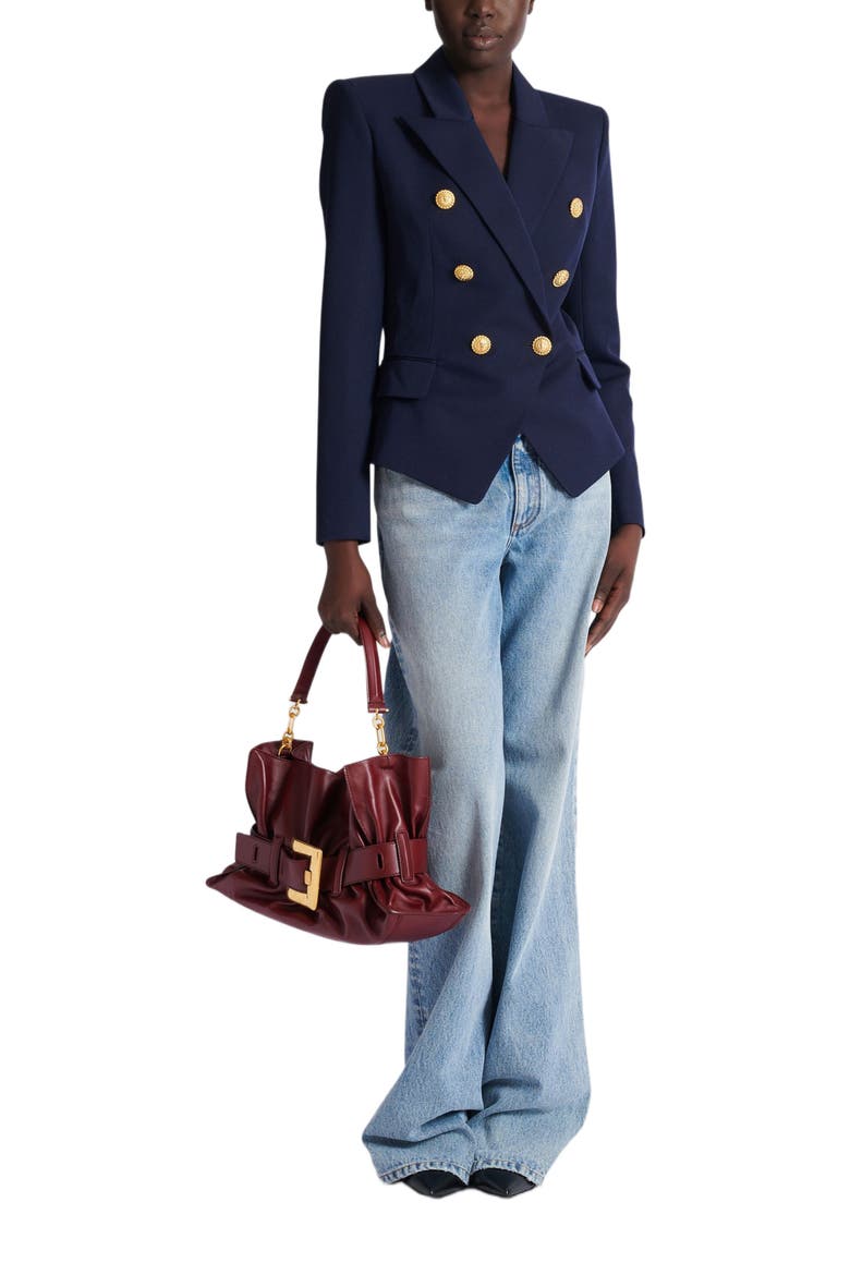 Fitted Wool 6-Button Jacket, Alternate, color, Navy