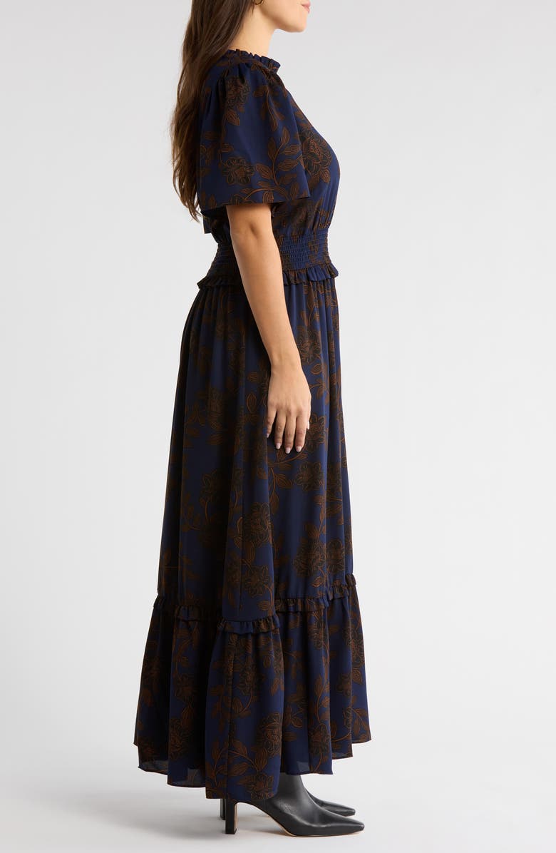 SUGARLIPS Tolleson Floral Print Maxi Dress, Alternate, color, Brown-Blue