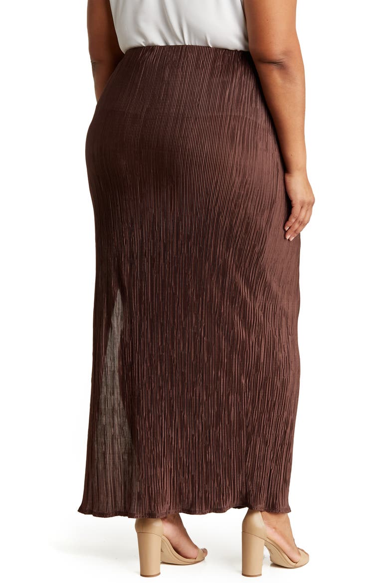 Plissé Maxi Skirt, Alternate, color, BROWN