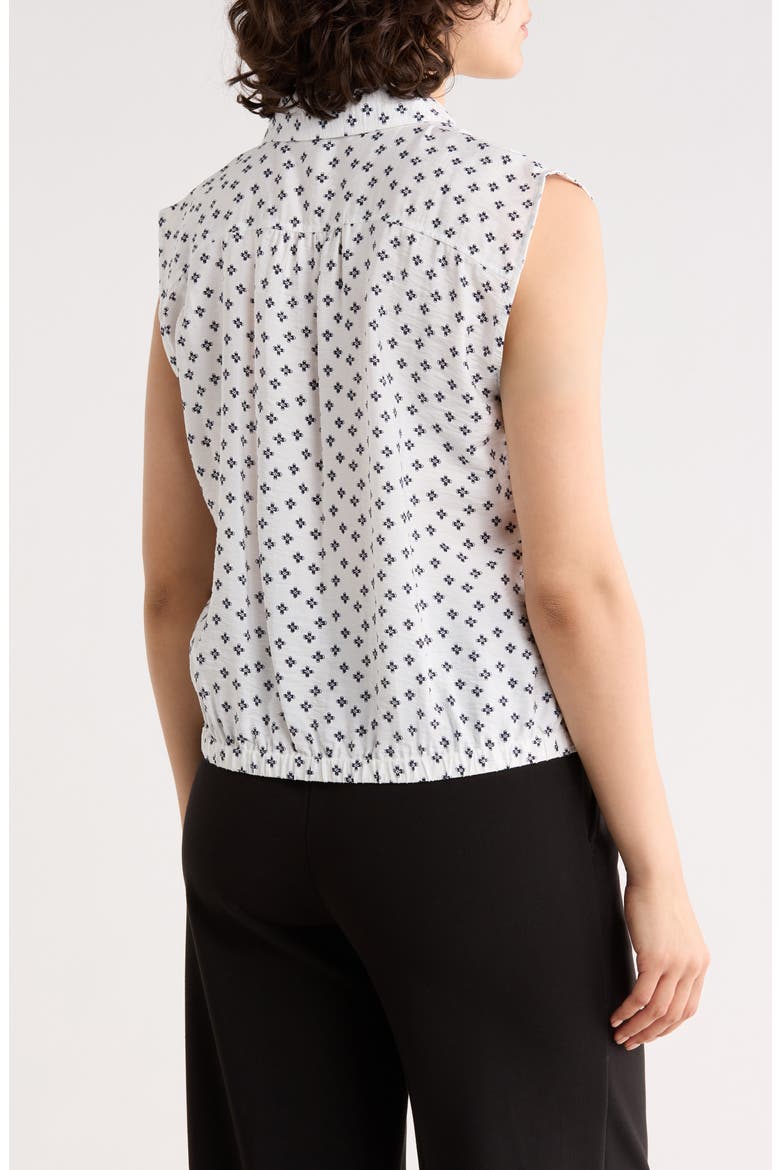 Floral Sleeveless Button-Up Top, Alternate, color, IVORY/ NAVY PETAL