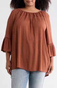 BOHO ME Smocked Bell Sleeve Blouse