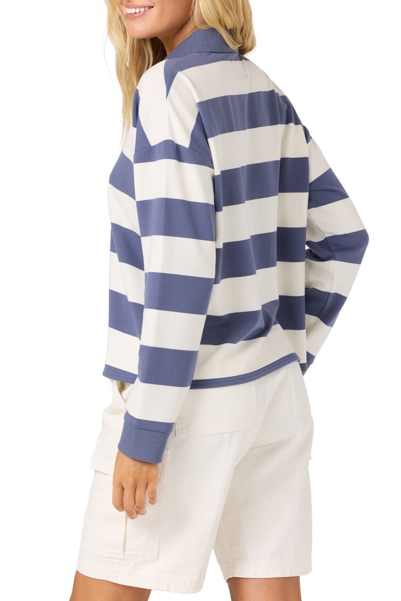 Kyra Striped Long Sleeve Crop Polo, Alternate, color, NIGHTSHADOW BLUE