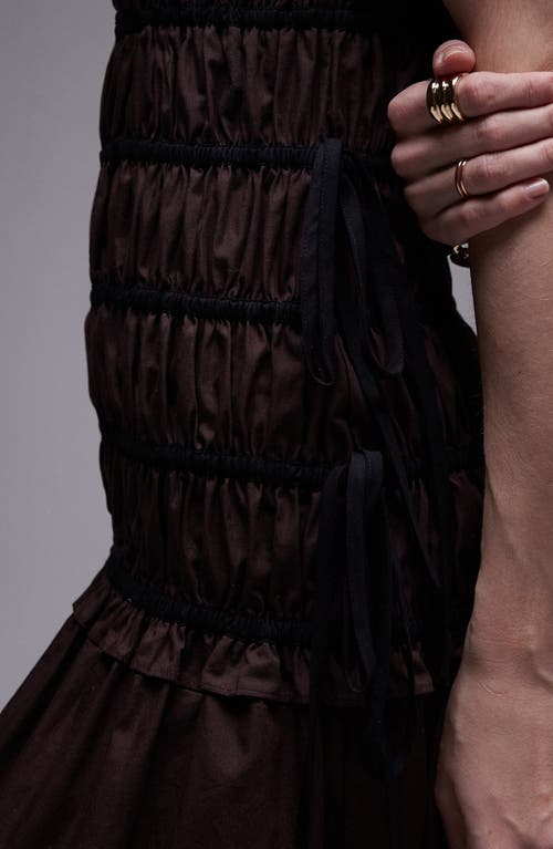 Topshop Shirred Bodice Maxi Dress In Brown