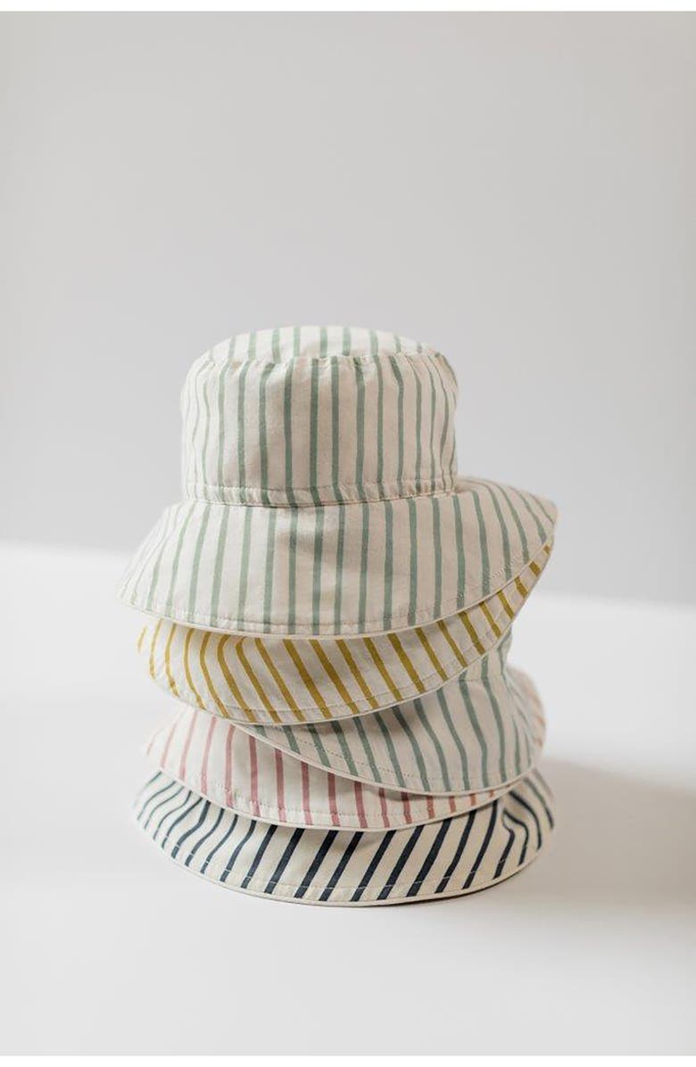Pehr Stripe Organic Cotton Bucket Hat, Alternate, color, Stripes Away Ink Blue