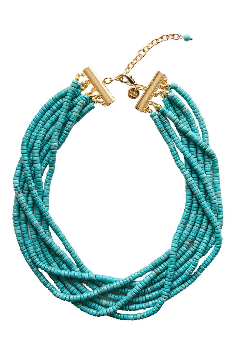 Turquoise Bead Multistrand Necklace, Main, color, GOLD PLATED TURQUOISE