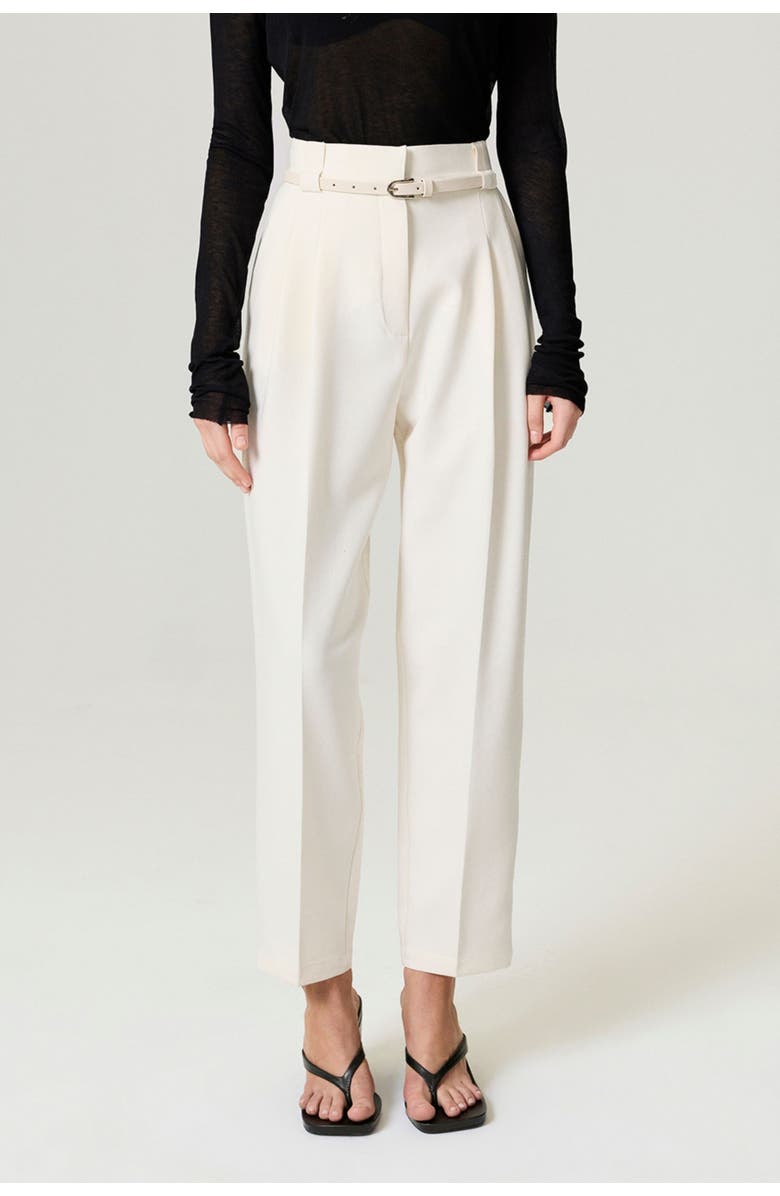 Nocturne Belt Detailed Pants, Main, color, Ivory