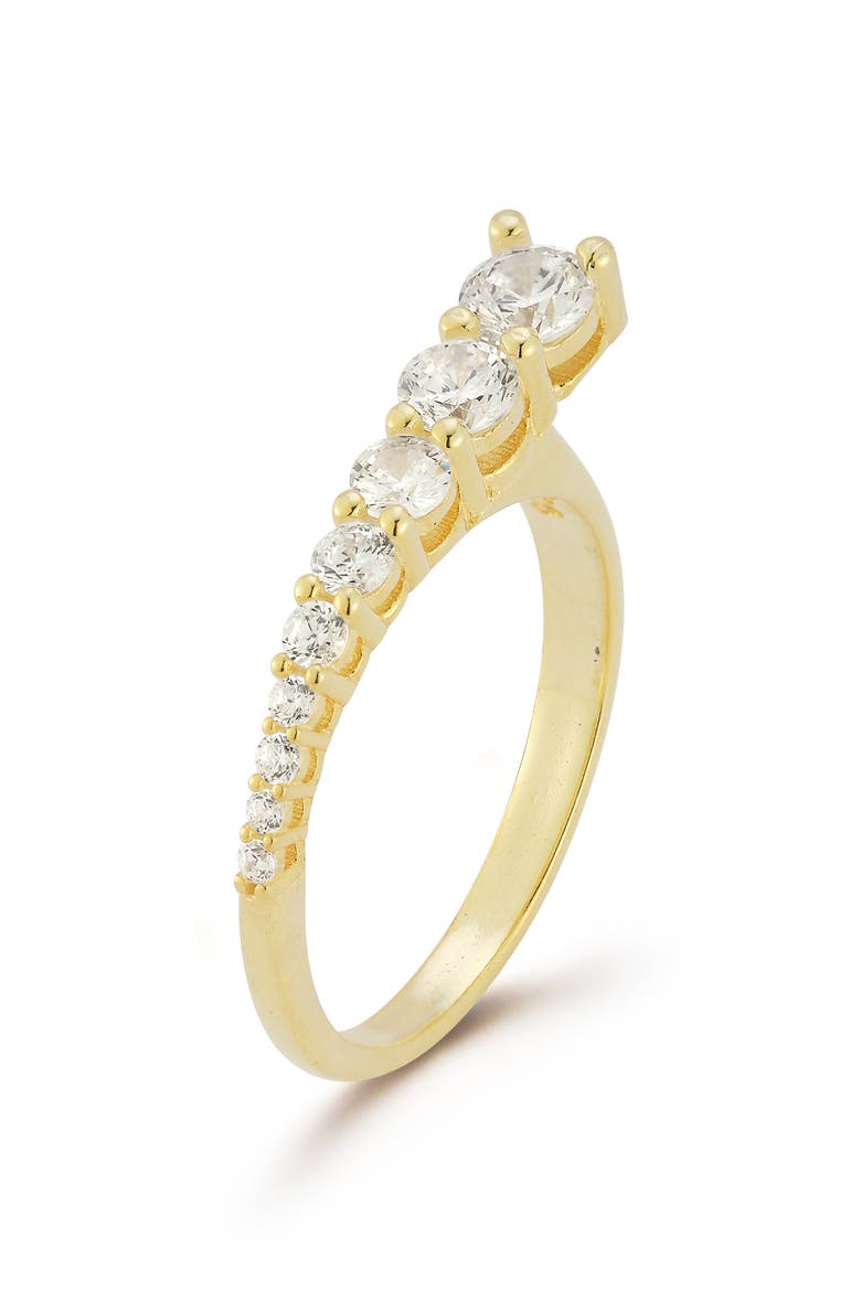 14K Gold Plated Silver Cubic Zirconia Ring, Main, color, GOLD