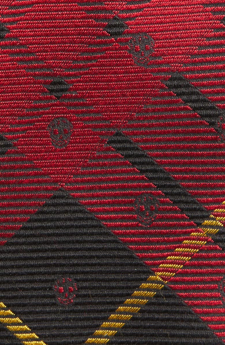 McQueen Tartan Skull Silk Tie, Alternate, color, Red/ Black