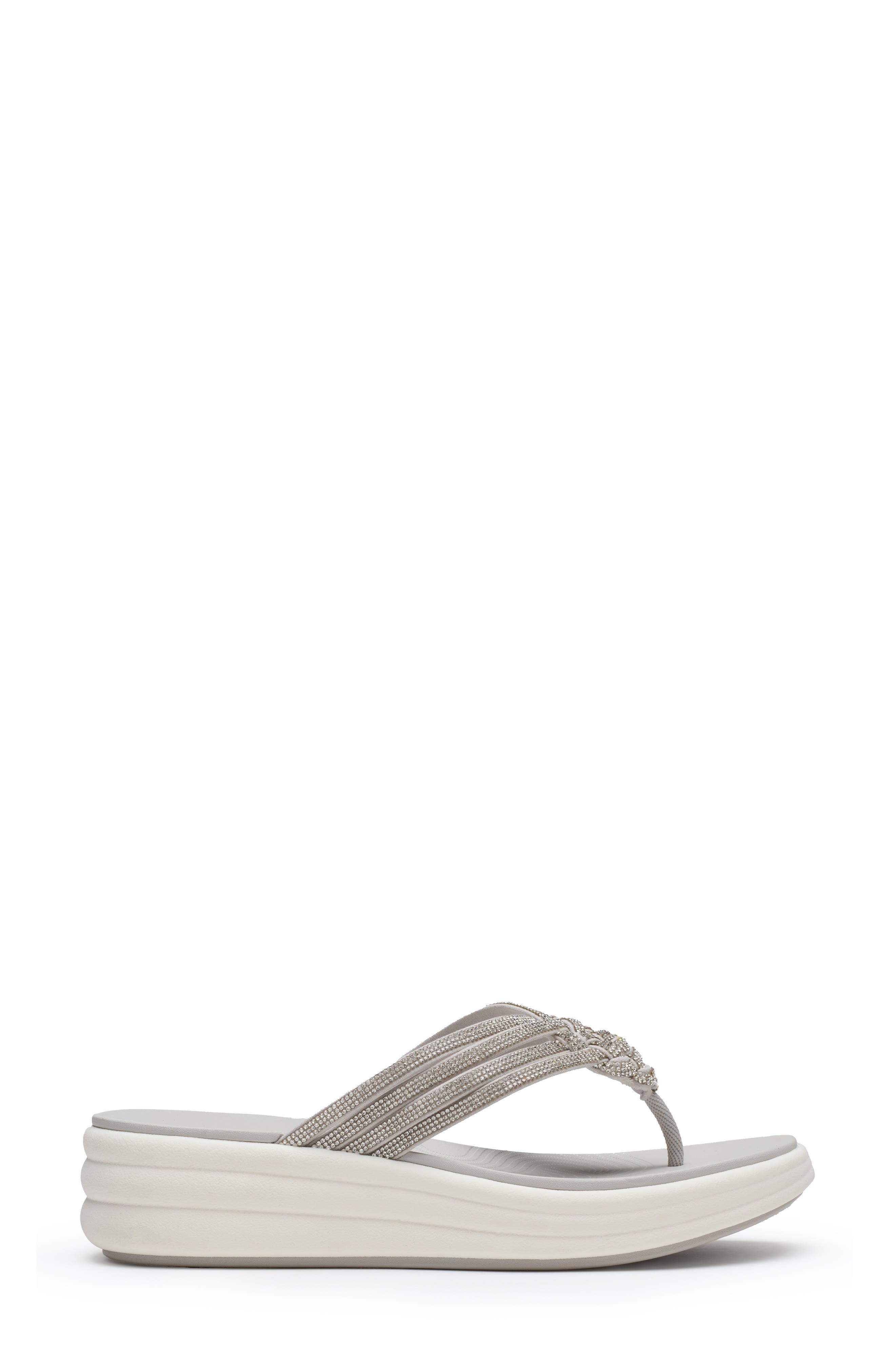 Clarks<sup>®</sup> Drift Gem Wedge Flip Flop, Alternate, color, Silver