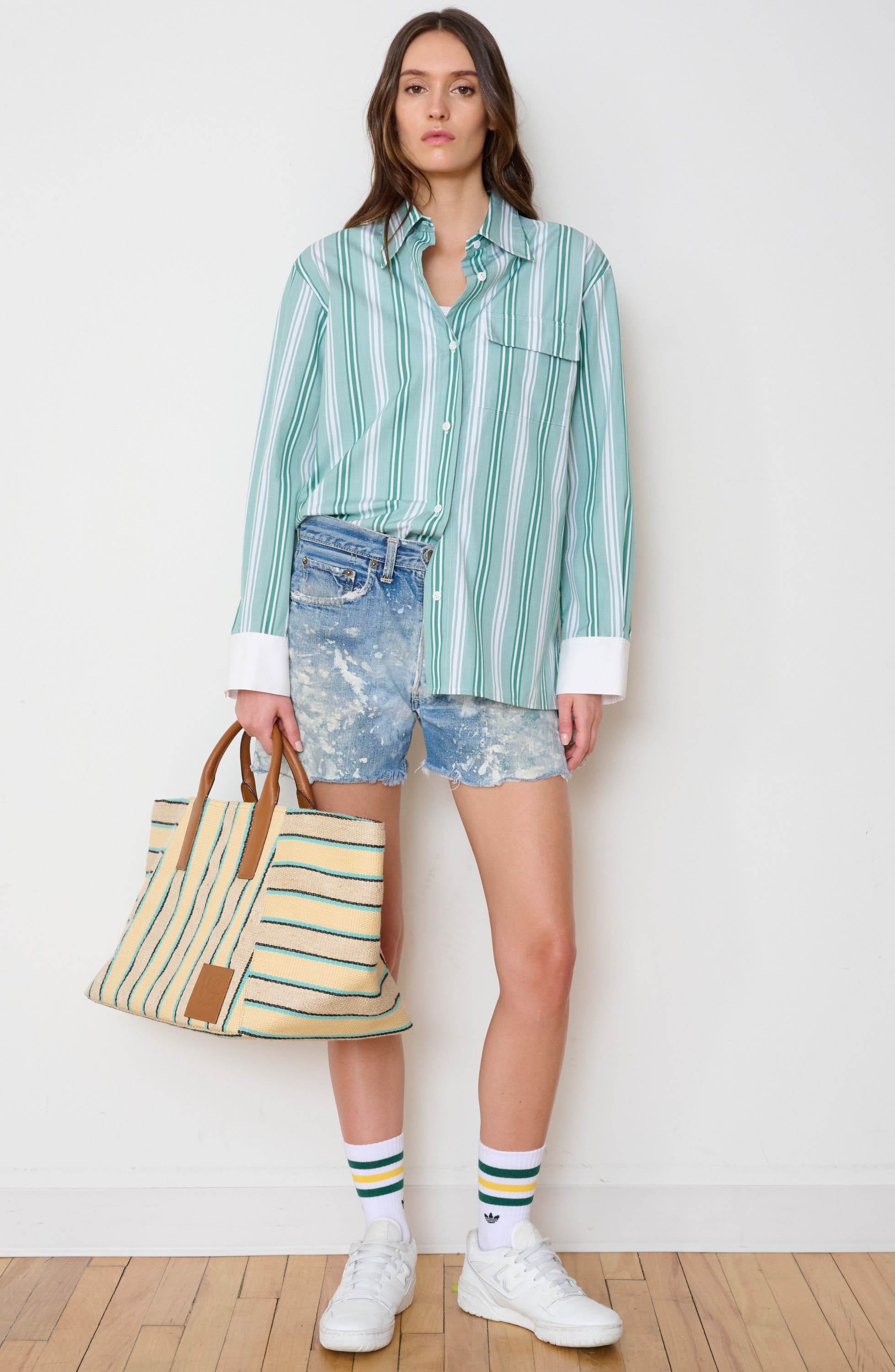 The Riviera Tote, Alternate, color, TURQUOISE STRIPE