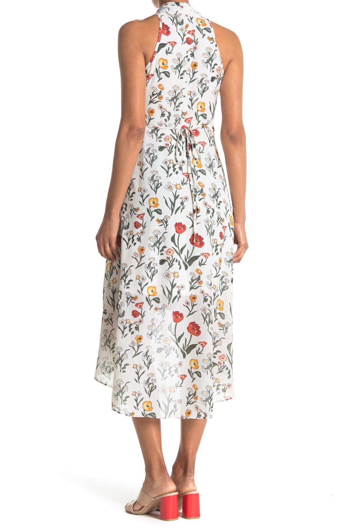 PAPILLON Floral Pleated Sleeveless High/Low Dress (Women) | Nordstromrack